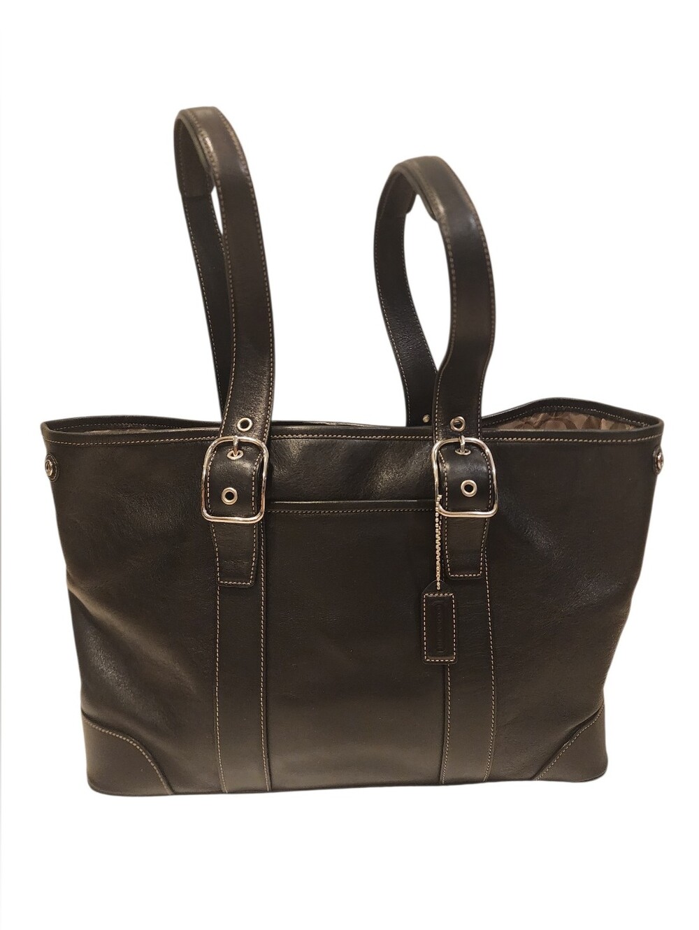 Coach Vintage Black Signature Hampton Carryall Gallery Tote/Purse/Satchel 7582